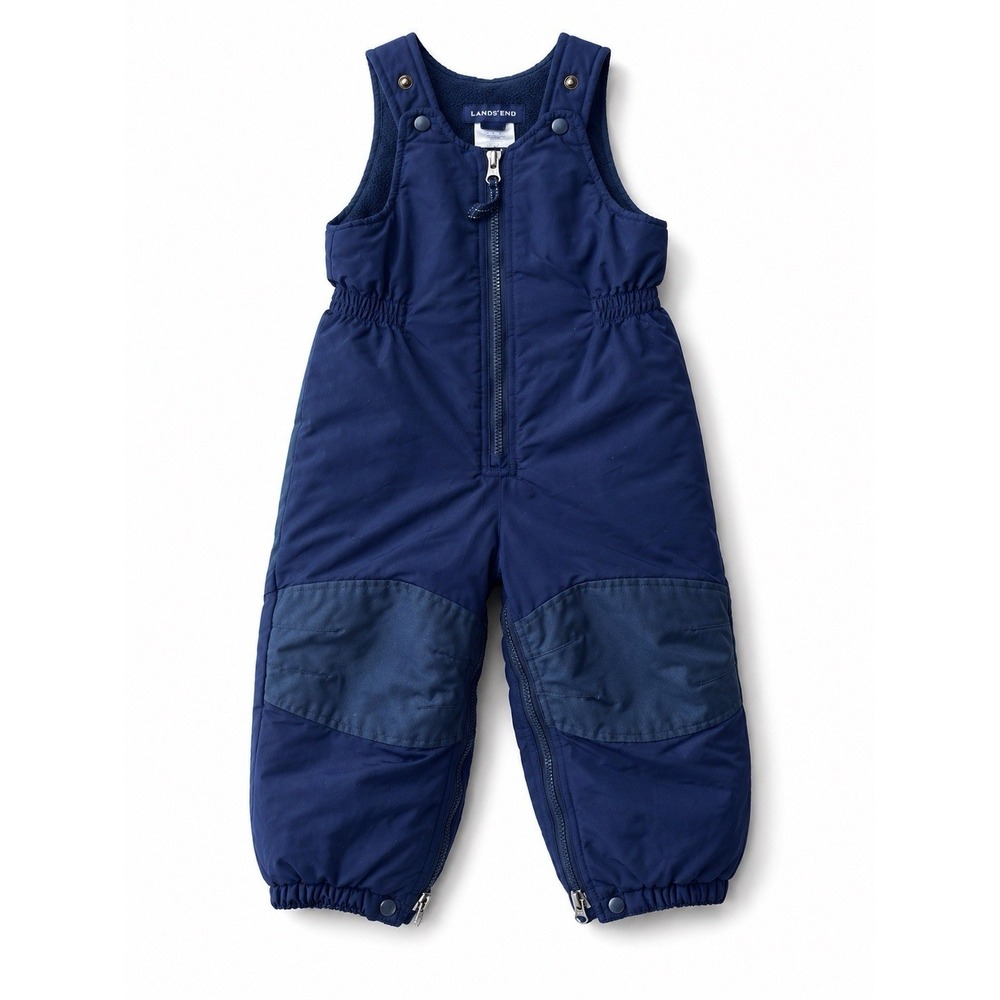 Lands End Kids Navy Blue Insulated‎ Snow Bib Overalls Toddler Size 3t Zip Around
